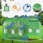 Serre de jardin - springos - tunnel 200 x 300 x 200 cm - mtal galvanis - protection uv - film pe 140 ...
