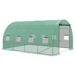 Serre de jardin tunnel outsunny 12 m 4l x 3l x 2h m acier renforc + pe haute densit 140 g / m 8 fentres ...