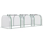 Mini serre de jardin - outsunny - tunnel serre tomates pvc haute densit� anti - uv 3 fen�tres - acier ...