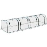 Serre de jardin tunnel 395l x 1l x 08h m 4 portes zipp�es b�che pvc transparent acier thermolaqu� vert ...