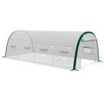 Serre de jardin tunnel surface sol 18 m chssis tubulaire acier galvanis renforc 24 mm 8 fentres ...