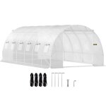 Serre de jardin tunnel - vevor - serre tunnel cadre galvanis couverture tanche plantes 61x3x21 m blanc ...