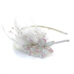 Serre t�te plume et perles pour mariage et c�r�monie blanc - rc004753