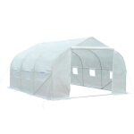 Serre de jardin tunnel - outsunny - 1335 m� porte 6 fen�tres acier galvanis� b�che pe - pe - 45x3x2m ...