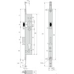 Serrure 3 points pne dormant demi - tour 41mm pour tringle plate - stremler - 2270. 41. ti24