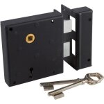 Serrure en applique noire gauche � fouillot - jpm - alsace - axe � 65 mm - a cl�