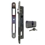 Serrure portail battant axe 15mm avec gâche et cylindre oblong Serrure portail battant axe 15mm avec gâche et cylindre oblong