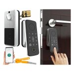 Serrure de porte motorise connecte - ts - 100. app - ouverture par code pin - biomtrique - blanc