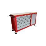 Servante datelier 7 tiroirs + 1 armoire rouge et grise xxl 1640 mm avec plan de travail stratifi� mw ...
