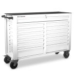 Servante datelier 15 tiroirs blanche xxl 1415 mm robuste en acier soud verrouillable roues 125 mm mw ...