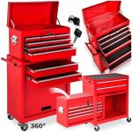 Servante atelier - tectake - servante datelier 10 compartiments verrouillables tapis antid�rapant roulettes ...