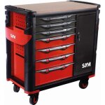 Servante extra large xxl 7 tiroirs sam outillage avec armoire et plateau bois - 417 - bxe
