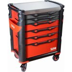 Servante grand volume 6 tiroirs sam outillage rouge plateau inox - 416h Servante grand volume 6 tiroirs sam outillage rouge plateau inox - 416h
