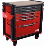 Servante extra large xl 6 tiroirs sam outillage rouge plateau bois - 416 - bxl