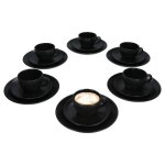 Service  caf - mambocat - panther - 18 pices - noir mat - faence - compatible lave - vaisselle