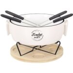 Service à fondue chauffe - plat & 4 piques 23cm blanc - paris prix Service à fondue chauffe - plat & 4 piques 23cm blanc - paris prix