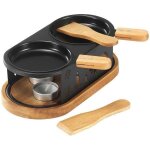 Service à raclette - table et cook - rond - 2 personnes - plateau bois - avec bougie Service à raclette - table et cook - rond - 2 personnes - plateau bois - avec bougie