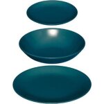 Service de table - colorama - 18 pices - bleu - faence - compatible lave - vaisselle