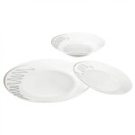 Service de table - paris prix - esquisse - 18 pices - porcelaine - blanc & gris