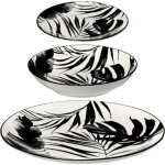 Service de table - secret de gourmet - palme - 18 pices - porcelaine - noir
