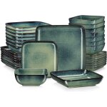 Service de table 32 pièces vancasso assiette série stern - g argile de poterie émaillée au four - vert ... Service de table 32 pièces vancasso assiette série stern - g argile de poterie émaillée au four - vert ...