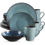 Service de table complet assiette vancasso srie bubble - g 16 pices pour 4 personnes vaisselle bicolore ...