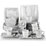 Service de table complet en porcelaine de 42 pi�ces - gris - malacasa s�rie blanc