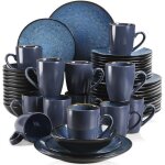 Service de table complet vancasso assiette srie bubble - b 48 pices pour 12 personnes vaisselle bicolore ...