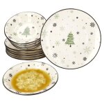 Service de table - mambocat - sapin de nol - 12 pices - assiettes pour 6 personnes - faence durable ...