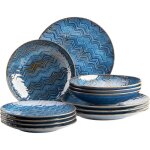 Service de table - m�ser - aquamarine 935072 - 12 pi�ces - gr�s bleu - micro - ondes & lave - vaisselle ...