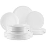 Service de table vada mser 12 pices en porcelaine blanche brillante