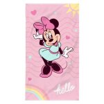 Serviette de bain imprimée 100% coton - disney minnie hello - rose - 70x120cm Serviette de bain imprimée 100% coton - disney minnie hello - rose - 70x120cm