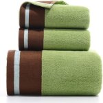 Serviettes de bain - ystp - lot de 3 - coton �gyptien - douces et absorbantes - vert