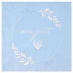 Serviette bleu ciel mon petit coeur pour f�te baby shower ou bapt�me (x20) ref / 7622