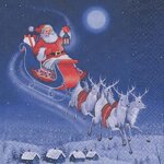 Serviettes en papier - paris prix - traneau du pre nol - 20 pices - 33x33cm - 3 plis - bleu