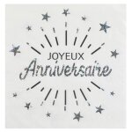 Serviettes en papier x 10 - anniversaire tincelant argent
