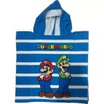 Serviette poncho de bain microfibres � capuche super mario et luigi