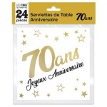 Serviettes de table - surprisez vous - 70 ans - dor� or m�tallique et blanc - 33x33cm - 3 plis