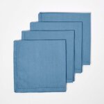 Serviettes de table tissu 100% coton - homescapes - lot de 4 - bleu fonc� 45x45 cm ? lavable en machine ...