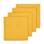 Serviettes de table tissu 100% coton - homescapes - lot de 4 - jaune moutarde 45x45 cm ? lavable en machine ...