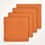 Serviettes de table tissu 100% coton - homescapes - lot de 4 - terracotta 45x45 cm ? lavable en machine ...