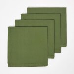Serviettes de table tissu 100% coton - homescapes - lot de 4 ? vert fonc� 45x45 cm ? lavable en machine ...