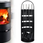 Serviteur de chemine liliin - noir inox - 5 lments - pelle pince tisonnier - 23x15x67cm