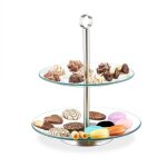 Relaxdays serviteur gteau 2 tages rond verre inox prsentation de muffins fruits etc. transparent / ...