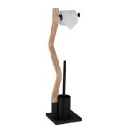 Relaxdays serviteur wc non fixe porte - rouleau brosse et son support h x l x p : 75 x 185 x 185 cm noir ...