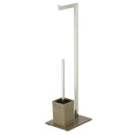 Serviteur wc en aluminium et en verre avec d�rouleur et brosse wc h. 70. 5cm - taupe