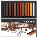 Pastels secs - lyra - set de 12 - nuances de bruns - extra fine - mixte