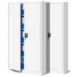 Set de 2 armoire de bureau m�tallique 4 �tag�res t�le dacier rev�tement en poudre 185 cm x 90 cm x 40 ...