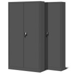 Set de 2 armoire de bureau m�tallique 4 �tag�res t�le dacier rev�tement en poudre 195 cm x 90 cm x 40 ...