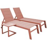 Set 2 bains de soleil et table dappoint barbados en textil�ne terracotta - aluminium terracotta